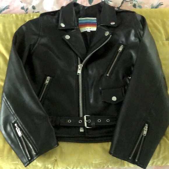 Like new! Unif cropped faux leather moto jacket - Picture 1 of 7